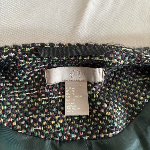 H&M | CLASSIC RAINBOW DARK TWEED STRUCTURED MID COAT
MINIMALISTIC A-LINE Sz 16 - Picture 9 of 10